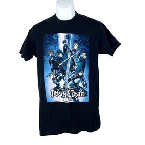 Attack on Titan Shirt Men Medium Black Short Sleeve Anime Japan Graphic Tee